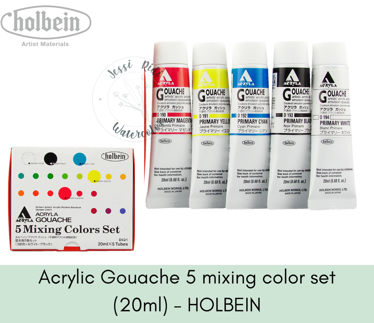 D421-OPEN- Acrylic Gouache 5 mixing color set (20ml) - HOLBEIN - Imagen 1