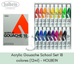 Acrylic Gouache School Set 18 colores (12ml) - HOLBEIN