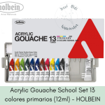 Acrylic Gouache School Set 13 colores primarios (12ml) - HOLBEIN